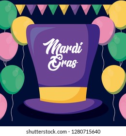mardi gras card with tophat