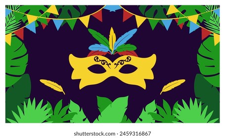 mardi gras carnival background banner Happy Carnival, Brazil, South America Carnival. Festival and Circus event design music festival, masquerade flyer template	