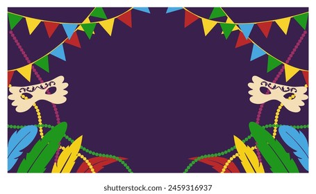 mardi gras carnival background banner Happy Carnival, Brazil, South America Carnival. Festival and Circus event design music festival, masquerade flyer template	