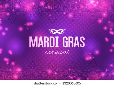 Mardi Gras carnival background with masquerade mask silhouette