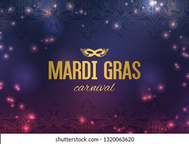Mardi Gras Carnival Background With Masquerade Mask Silhouette