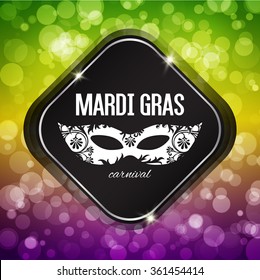 Mardi Gras carnival background with masquerade mask silhouette