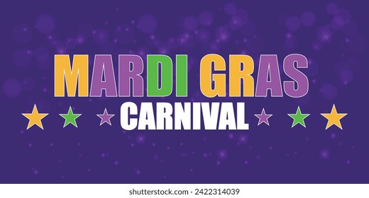 Mardi gras carnival background with Purple and colorful decorative flat elements