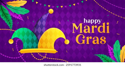 mardi gras carnival banner illustration in gradient design