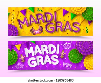 Mardi Gras Carnival banner template. Shrove Tuesday