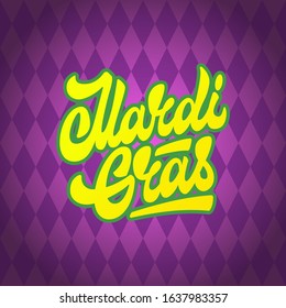 Mardi Gras Carnival Calligraphy Poster. Vector illustration lettering Greeting card. 