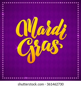 Mardi Gras Carnival Calligraphy Poster. Vector illustration Calligraphic Greeting card. Mardi Gras type treatment