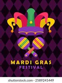 Mardi gras carnival celebration flyer