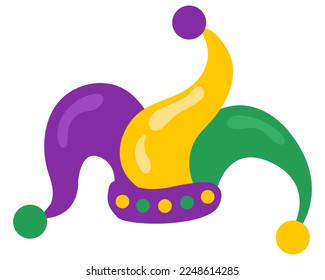 Mardi Gras carnival design element, flat style. Joker. Vector illustration.