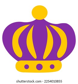 Elemento de diseño del carnaval de Mardi Gras, de estilo plano. El sombrero del rey. ilustración vectorial.