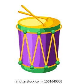 Mardi Gras carnival drum. Illustration for traditional holiday or festival.