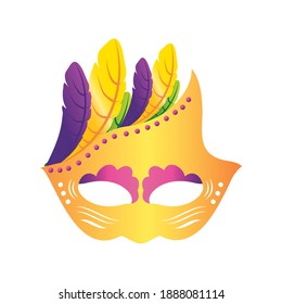 mardi gras carnival elegant mask with feathers decoration vector illustration