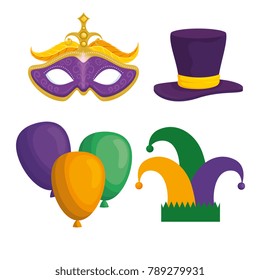 mardi gras carnival elements 
