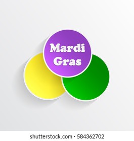 Mardi Gras carnival. EPS10. Bright purple, green and yellow circle. Festival New Orleans. Fat Tuesday. Colorful ethnic Indian tricolor. For websites, cards,