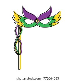 mardi gras carnival face mask with feathers and handle decoration