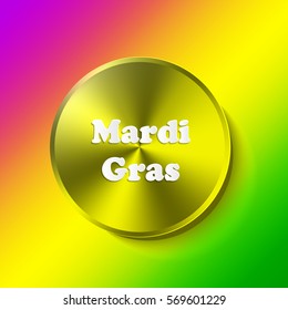 Mardi Gras carnival. Festival New Orleans "Fat Tuesday". Congratulation to "Shrove Tuesday". Lettering on tricolor backdrop. Colourful background for banner or site.