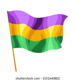Mardi Gras carnival flag. Illustration for traditional holiday or festival.