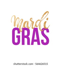 Mardi Gras carnival gold glitter vector text card for Shrove Tuesday mask festival masquerade