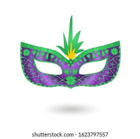 Mardi Gras carnival. Greeting card with ballons and mask. Masquerade party. Carnaval background for poster, postcard, party invitation or banner. Vector Illustration.