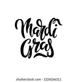 Mardi Gras carnival holiday text of calligraphy lettering. Fat or Shrove Tuesday american Louisiana traditional celebration. Sydney Mardi Gras pride parade masquerade or party