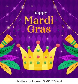 mardi gras carnival illustration in gradient design