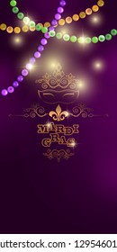 Mardi Gras carnival invitation template with Mardi Gras caption