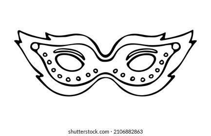 Mardi Gras Carnival Mask. Hand-drawn Contour Vector Illustration isolated on white background