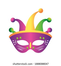 mardi gras carnival mask joker costume celebration vector illustration