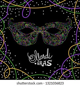 Mardi Gras carnival mask on black background. Vector illustration EPS10.