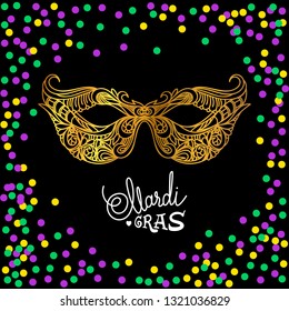 Mardi Gras carnival mask on black background. Vector illustration EPS10.