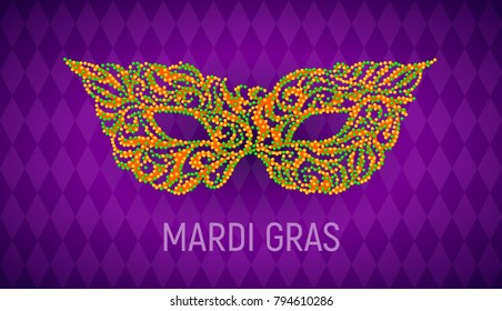 Mardi Gras carnival mask on purple background. Eps8. RGB. Global colors