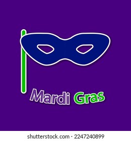 Mardi gras carnival mask sticker, vector art illustration.