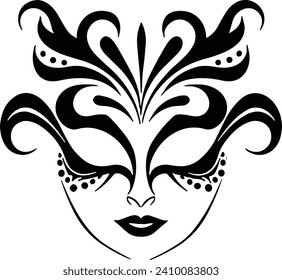 Mardi Gras carnival mask vector, masquerade masks, for party, parade and carnival, for Mardi Gras and Halloween. Mask elements can be used as isolated sign, symbol or icon, traditional mask