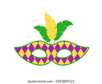 Mardi Gras carnival masks with feathers vector on white background