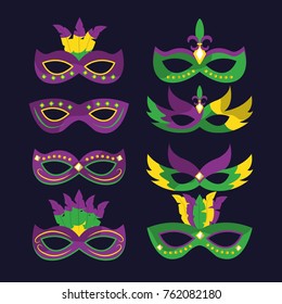 mardi gras carnival masks with feathers differents style