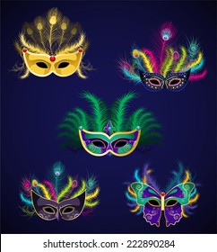 Illustrationskollektion für Karnevalsmasken von Mardi gras