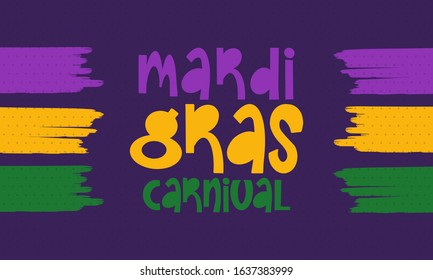 Mardi Gras Carnival in New Orleans. Fat Tuesday. Traditional holiday, celebration annual. Folk festival, costume masquerade, fun party. Carnival mask. Poster, card, banner and background. Vector illus