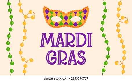 Mardi Gras Karneval Party Design. Fat Dienstag, Karneval, Festival. Für Grußkarten, Banner, Geschenkverpackungen, Poster