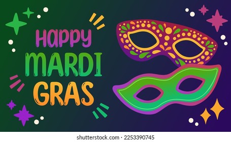 Mardi Gras Karneval Party Design. Fat Dienstag, Karneval, Festival. Für Grußkarten, Banner, Geschenkverpackungen, Poster