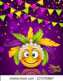 Mardi Gras Carnival Party Flyer, Bunting Masquerade Background - Illustration Vector