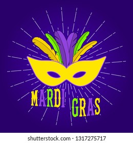 Mardi Gras carnival party poster design. Fat tuesday. Mardi Gras background for greeting card, banner, poster. Vector illustration.