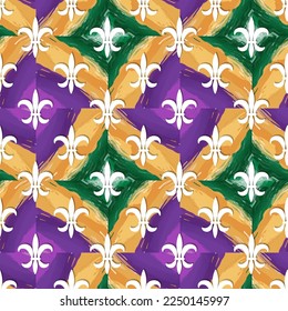Mardi Gras Carnival pattern with fleur-de-lis. Vector illustration