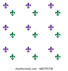 Mardi Gras Carnival pattern with fleur-de-lis. Festival endless background, texture, wrapper. Vector illustration. Festival, Masquerade invitation, poster, placard, wallpaper background. Vintage