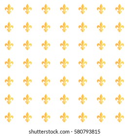 Mardi Gras Carnival pattern with gold fleur-de-lis. Carnival endless background, texture, wrapper. Vector illustration. Festival, Masquerade invitation, poster, placard, wallpaper background. Vintage