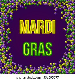 Mardi Gras Carnival Poster. Greeting card template. Vector illustration. 