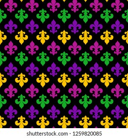 Mardi Gras Carnival seamless pattern with fleur-de-lis. Mardi Gras endless background, texture, wrapper.