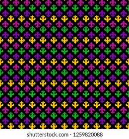 Mardi Gras Carnival seamless pattern with fleur-de-lis. Mardi Gras endless background, texture, wrapper.