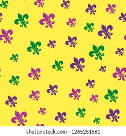 Mardi Gras carnival seamless pattern with masquerade elements fleur de lis