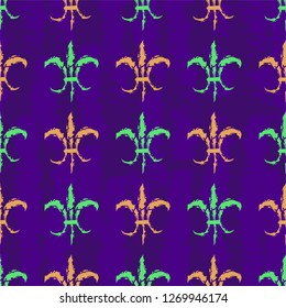 Mardi Gras Carnival seamless pattern with fleur-de-lis. Vector illustration EPS10.