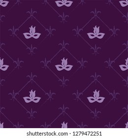 Mardi Gras Carnival seamless pattern with fleur-de-lis. Vector illustration EPS10.